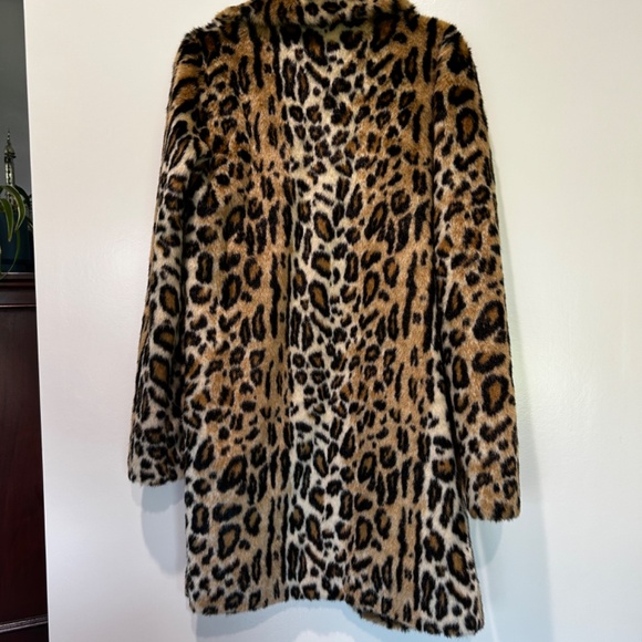 Pepe Jeans of London Faux Leopard Fur Jacket fitted size XS pockets flared - Picture 5 of 5